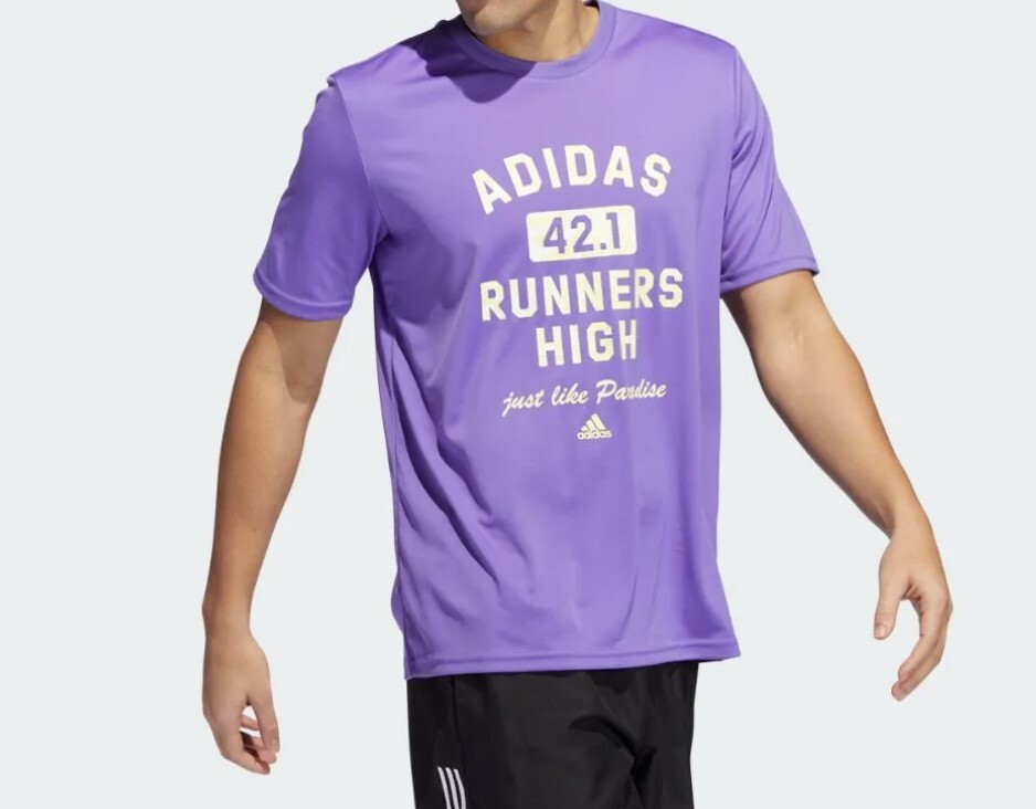 Adidas HA6681 Slogan Logo Graphic Tee Purple Rush ( S ) gallery