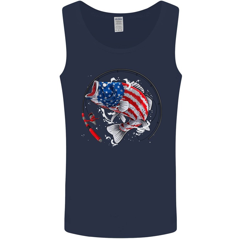USA Fishing Flag American Fisherman Mens Vest Tank Top gallery