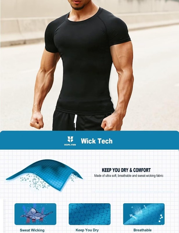 4 Pack Workout Compression Shirts Men Short Sleeve Rash Guard Athletic Unders... gallery