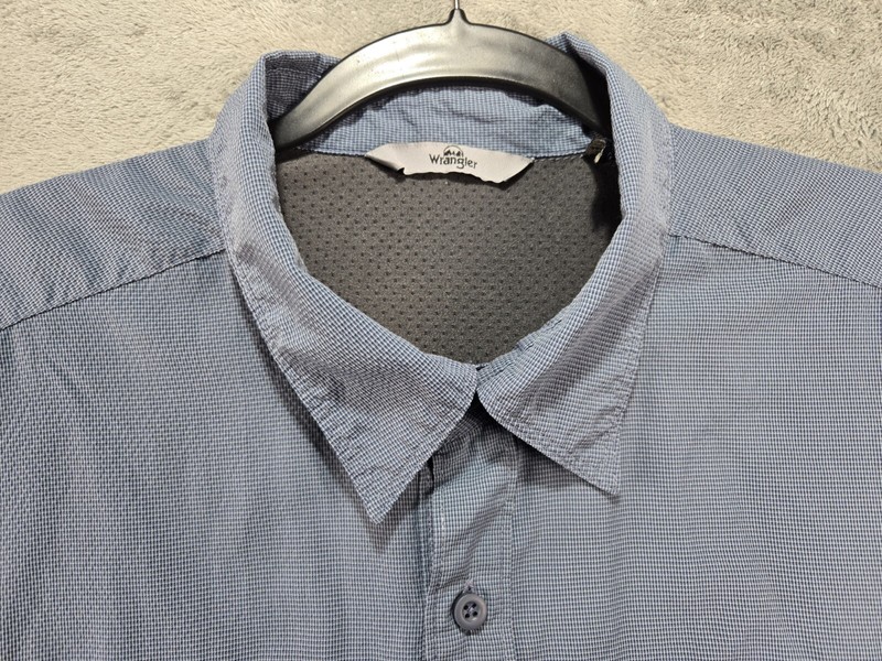 Wrangler Blue Roll-Tab Button-Up Shirt Poly Nylon Mens Outdoor Fishing Hiking XL gallery