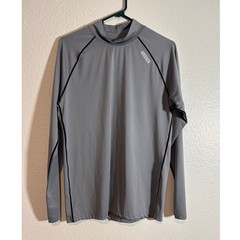 DRSKIN Men’s Size L Compression Shirt Long Sleeve Sports Baselayer Workout Gray
