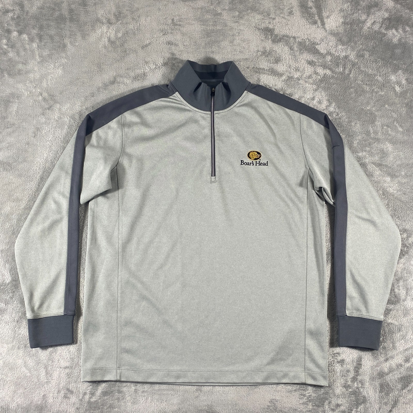 Nike Dri Fit Pullover Mens L Gray 1/2 Zip Cover Up Boars Head Outdoor Golf gallery