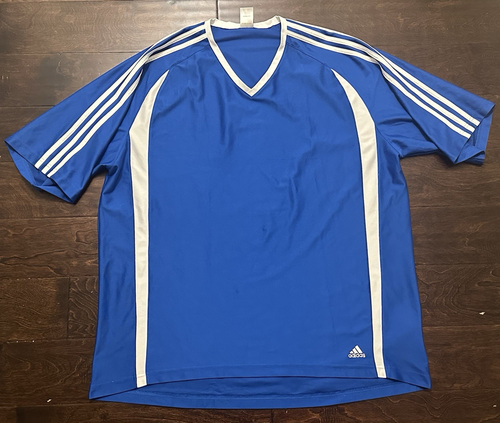 Vintage Men’s Adidas Blue Performance Soccer V-Neck Satin Shirt - 2XL gallery