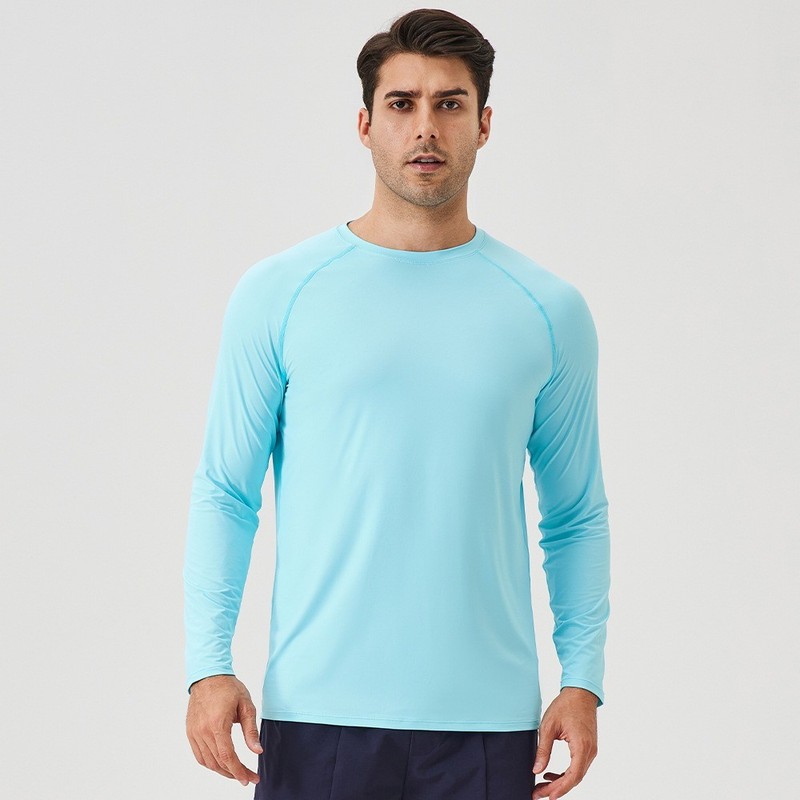 Men's Ice Silk Sun Protection Long Sleeved T-Shirt Loose Fitting Breathable Top gallery