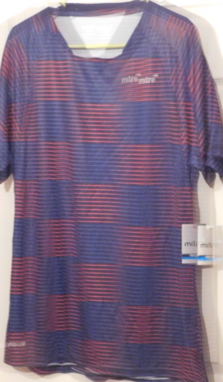 MITRE Men's Red/Blue Striped Proflow T-Shirt Size L NWT gallery