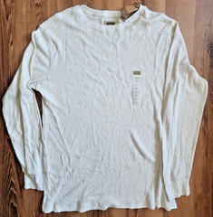 FOUNDRY SUPPLY MENS LT LARGE TALL GRAY OATMEAL HEATHER LS HENLEY COTTON NEW NWT