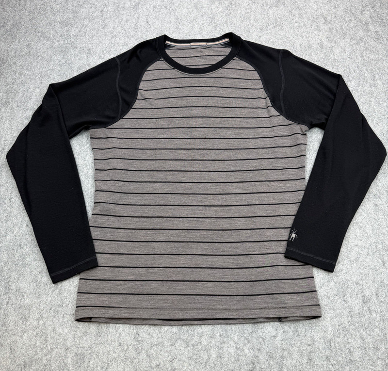 Smartwool Merino Wool 250 Base Layer Long Sleeve Tshirt Gray Striped Size Medium gallery