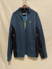 Spyder Quarter Zip Pullover Size Large Long Sleeve Blue&Green Outerwear Active