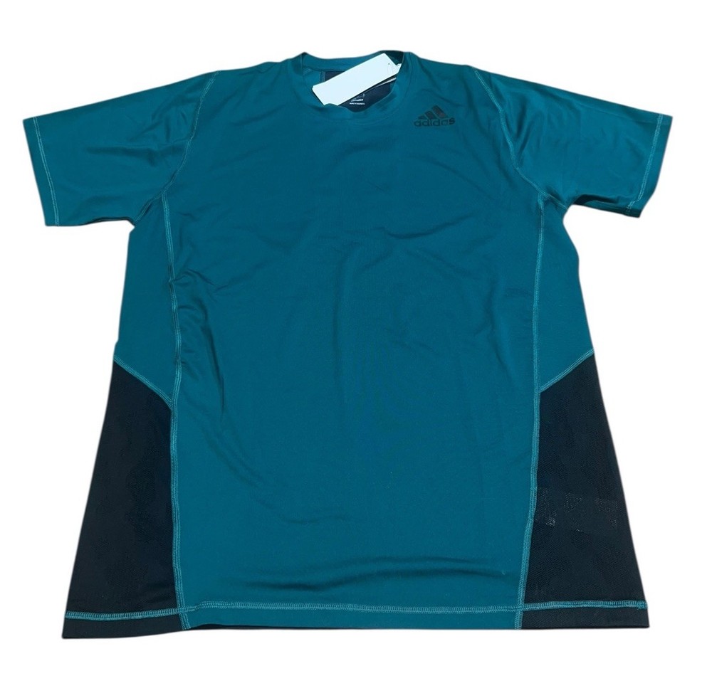 Men’s Adidas Climalite Athletic Shirt Size Medium UPF 50+ Teal Black NWT A2