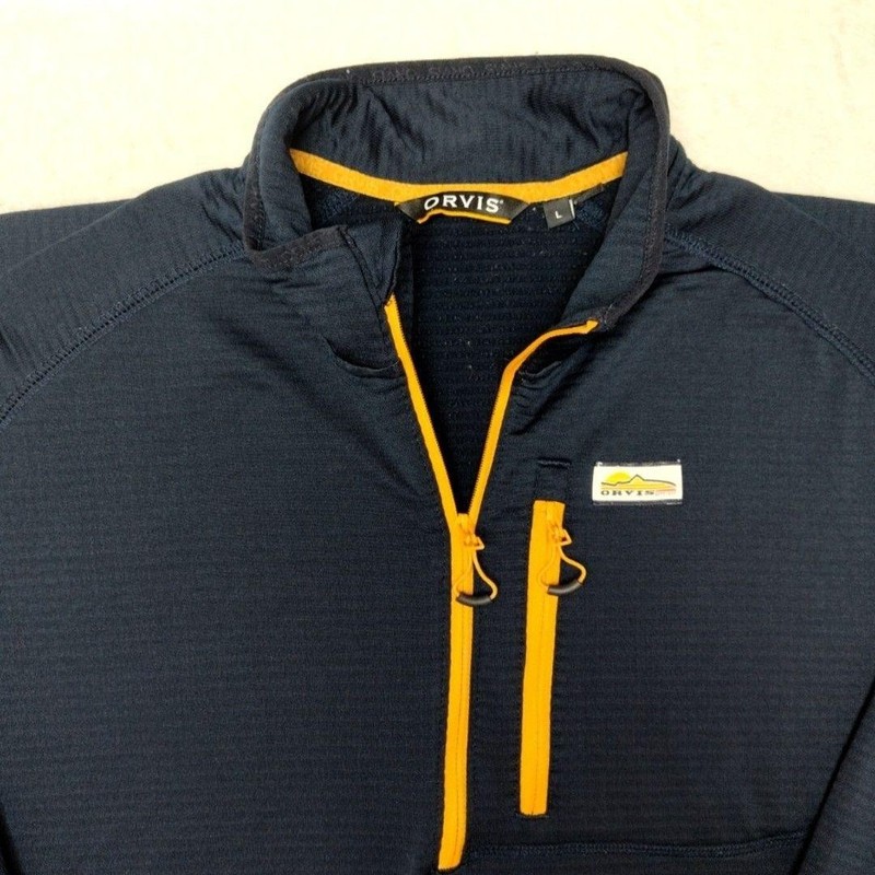 Orvis Pullover Mens L Blue 1/4 Zip Mock Neck Outdoor Horseshoe Hills Fleece 2YNJ gallery