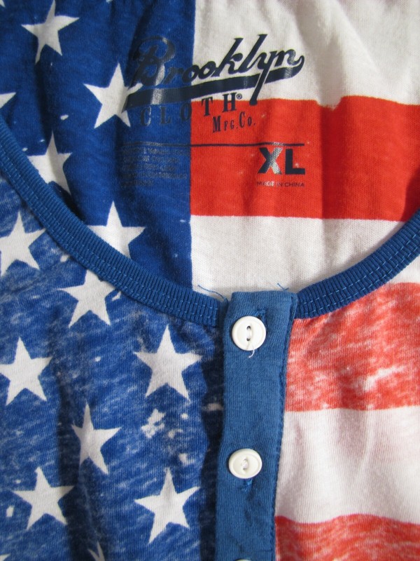 Brooklyn Cloth MFG. Co. American Flag 3 Button Placket Tank Top Size XL gallery