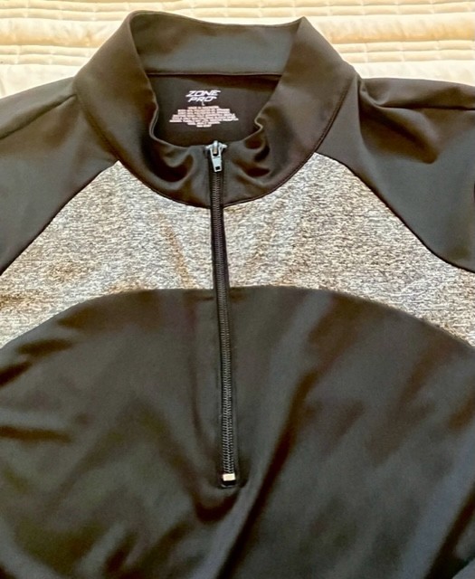 Zone Pro Athletic Quarter Zip Pullover Moisture Wicking Active Black Gray Size L gallery