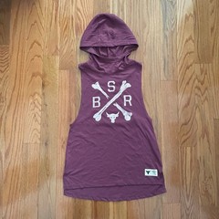 Under Armour Mens XS Project Rock Hooded Tank Burgundy Blood Sweat Respect