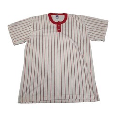 Vintage 90s Russell Red Striped Baseball Jersey T-Shirt Red Pinstripe Size XL