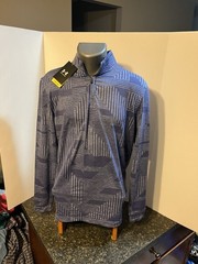 Under Armour Men’s LS 1/4 Zip Pullover Blue Geometric Medium Poly Blend – NWT