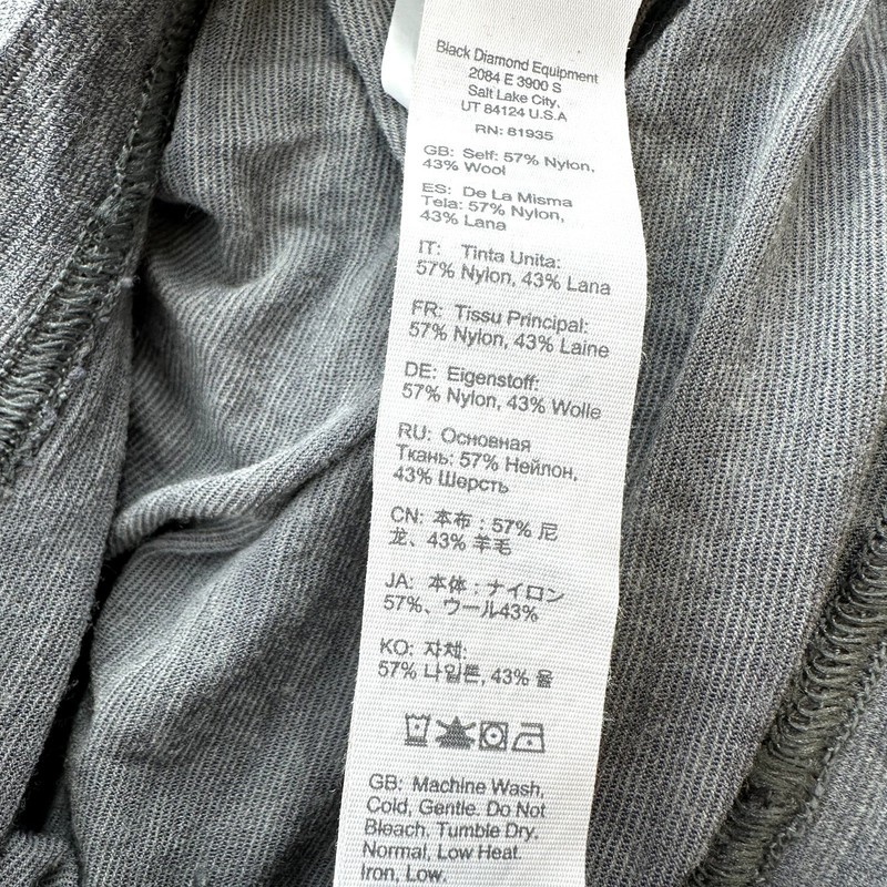 Black Diamond Rhythm Tee Merino Wool "Live. Climb. Repeat" Wicking Gray XL gallery