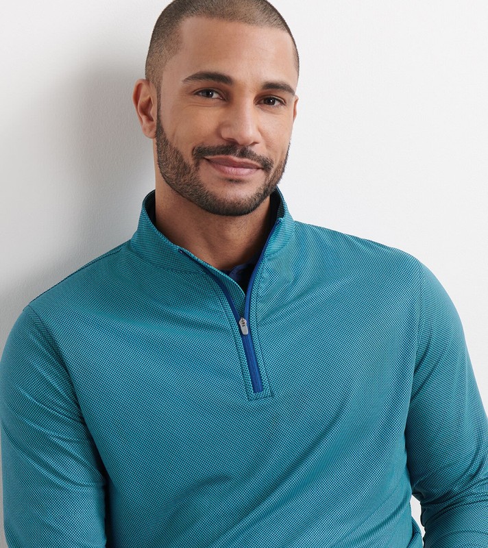 $150 NWT PETER MILLAR Men's Perth Birdseye Performance Quarter-Zip Sweater Large gallery