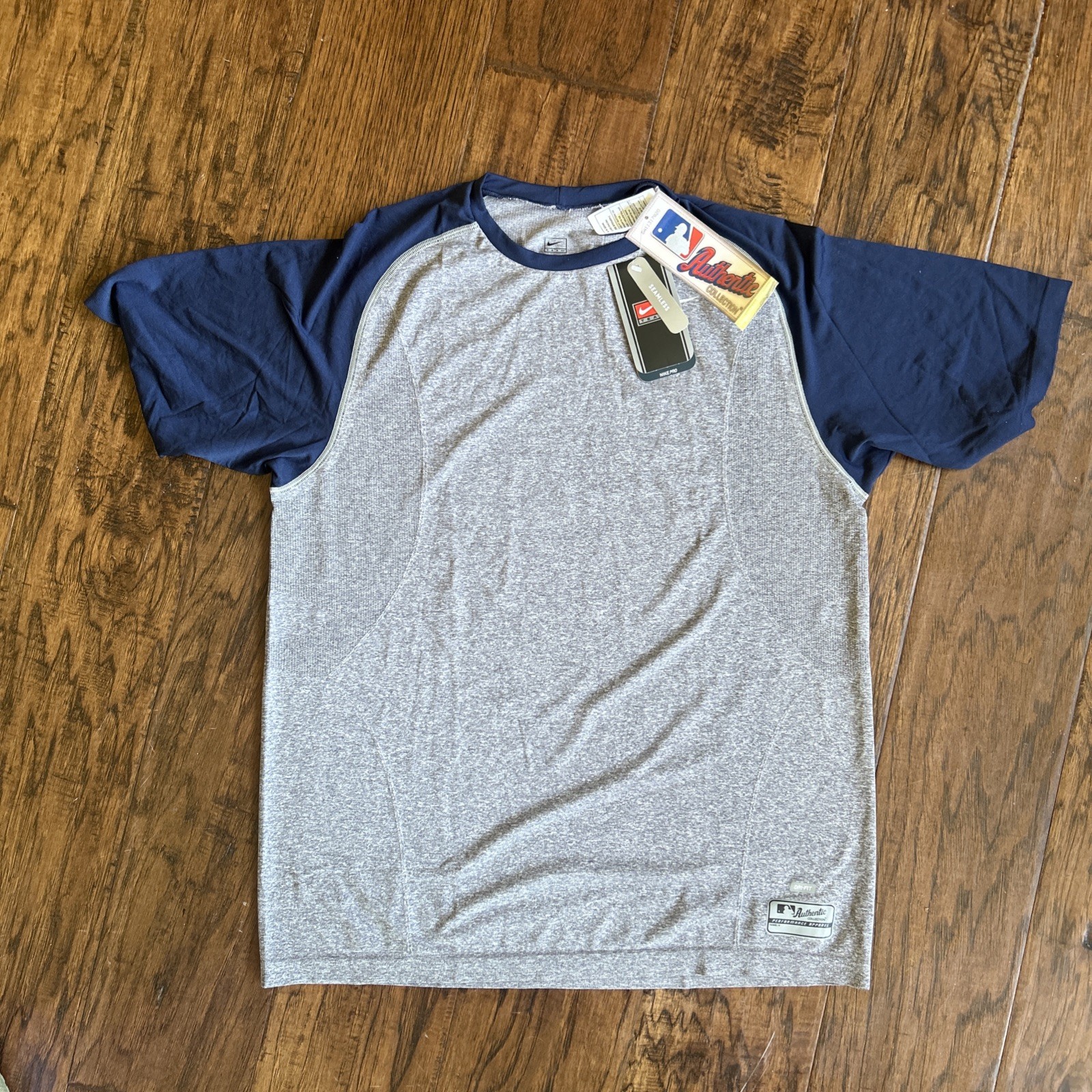 Nike Dri Fit Mens Size XL Gray / Navy MLB Authentic Collection Top Baseball gallery
