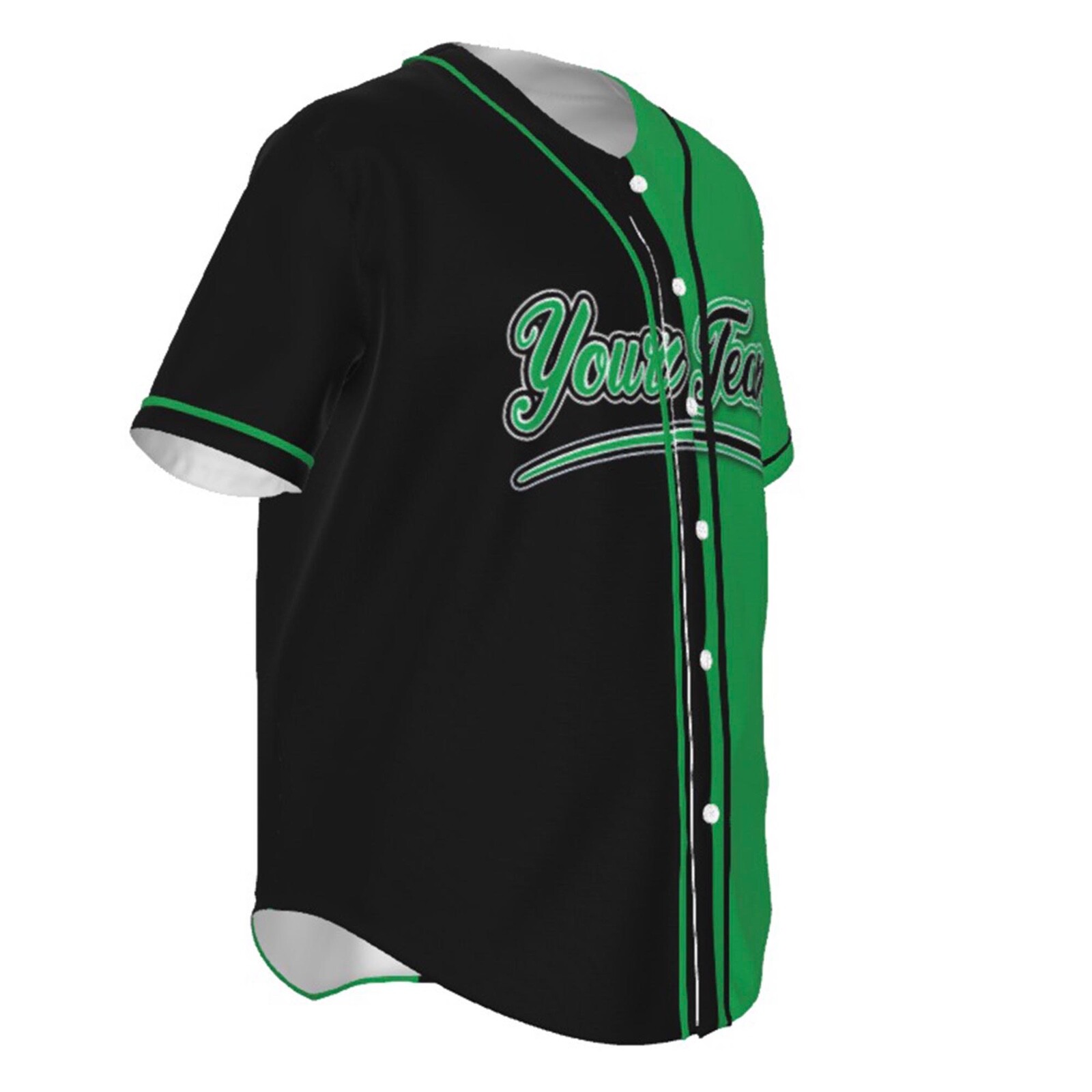 Fully Custom Black and Green Baseball Softball Team Design Baseball Jersey BS-17 gallery