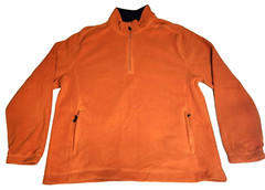 Saddlebred Mens Fleece Pullover Sz L Orange 1/4 Zip Mock Neck Long Sleeve