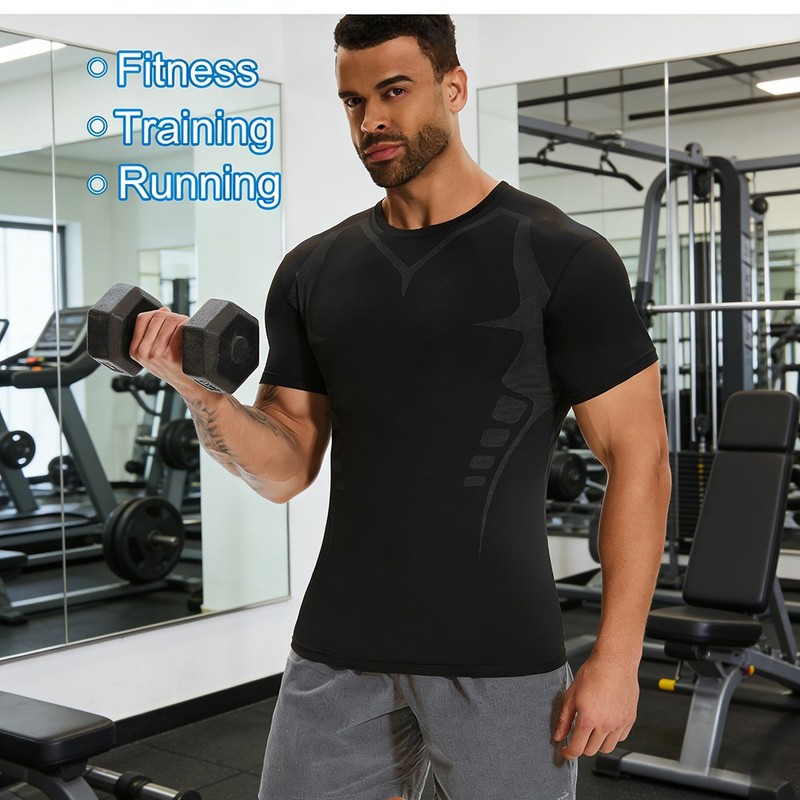 Quick Dry Mens Athletic Compression Vest T-Shirt Short Sleeve Workout Tank Top gallery