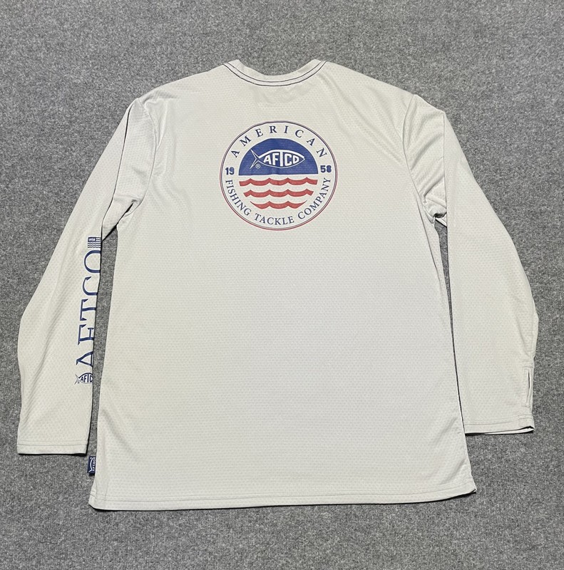 AFTCO Men's Large Long Sleeve Performance Fishing Shirt UPF 50+ Sun Protection gallery