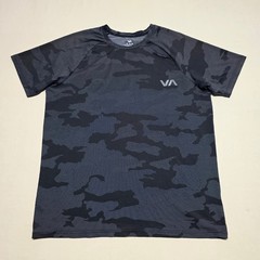 RVCA VA Sport Men XL Camo Performance T-Shirt Black Gray Training Gym Pulloer