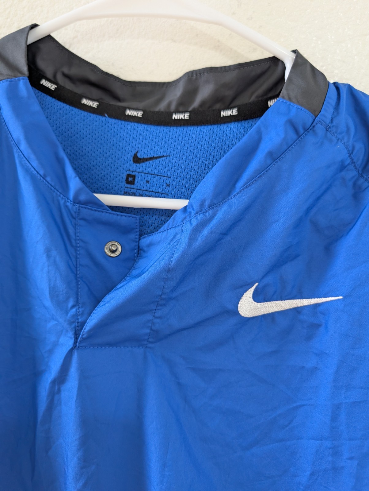 Nike Men Blue Baseball Warm Up Pull Over Windbreaker Jersey BQ3237-493 SZ Medium gallery
