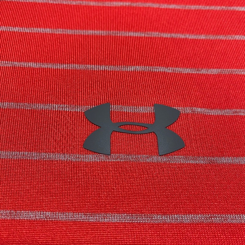Under Armour Mens Large Polo Golf Shirt Red Striped Short Sleeve The Playoff gallery