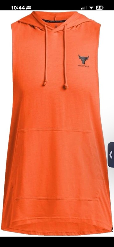 UNDER ARMOUR Project Rock Payoff Hooded Tank Top 3XL Men Orange UA 1387796 NEW gallery