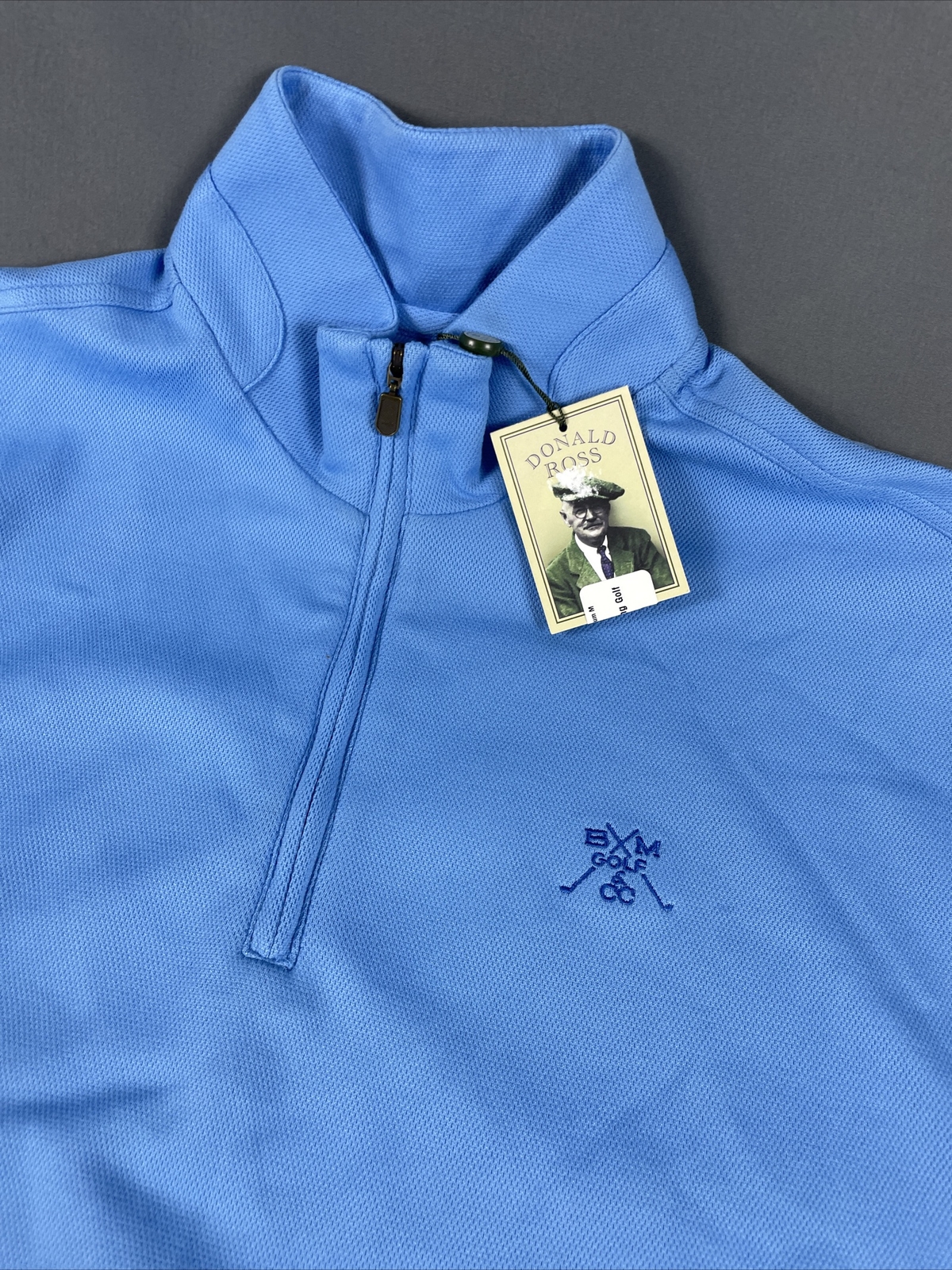 Donald Ross Golf Vest Chest Logo 1/4 Zip Medium Blue NWT MSRP $145 gallery