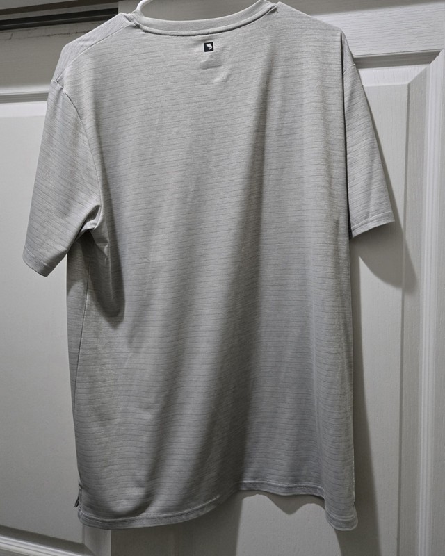 Salt Life SLX Men’s M Gray Striped V-Neck Pocket Tee Moisture Wicking Stretch gallery