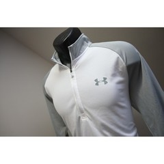 Under Armour 1/4 Zip Pullover Jacket Athletic Mens Large White HeatGear EUC