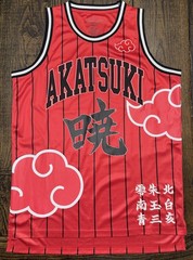 Naruto Shippuden Akatsuki Basketball Jersey Adult M Embroidered & Vinyl 2002 Red