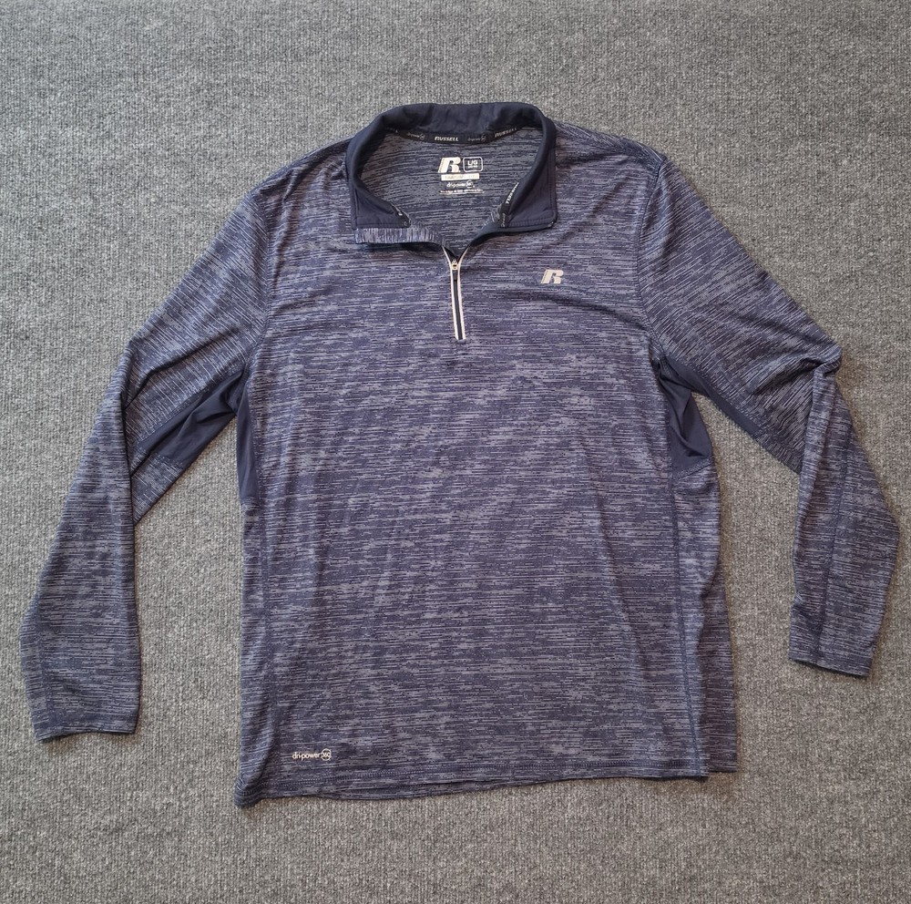 Russell Athletic Drip Power 360 Mens LG Blue 1/4 Zip Pullover Shirt