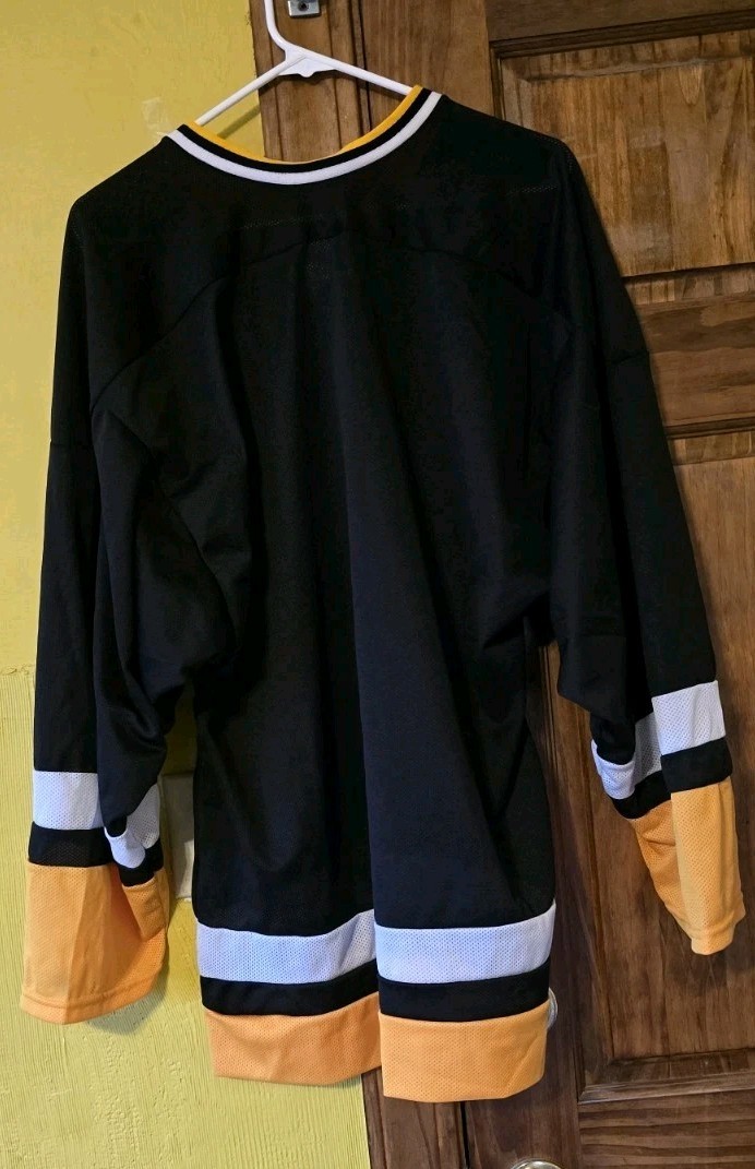 Vintage Athletic sewing Hockey Jersey Mens S-M Black Yellow White Stripe V Neck gallery