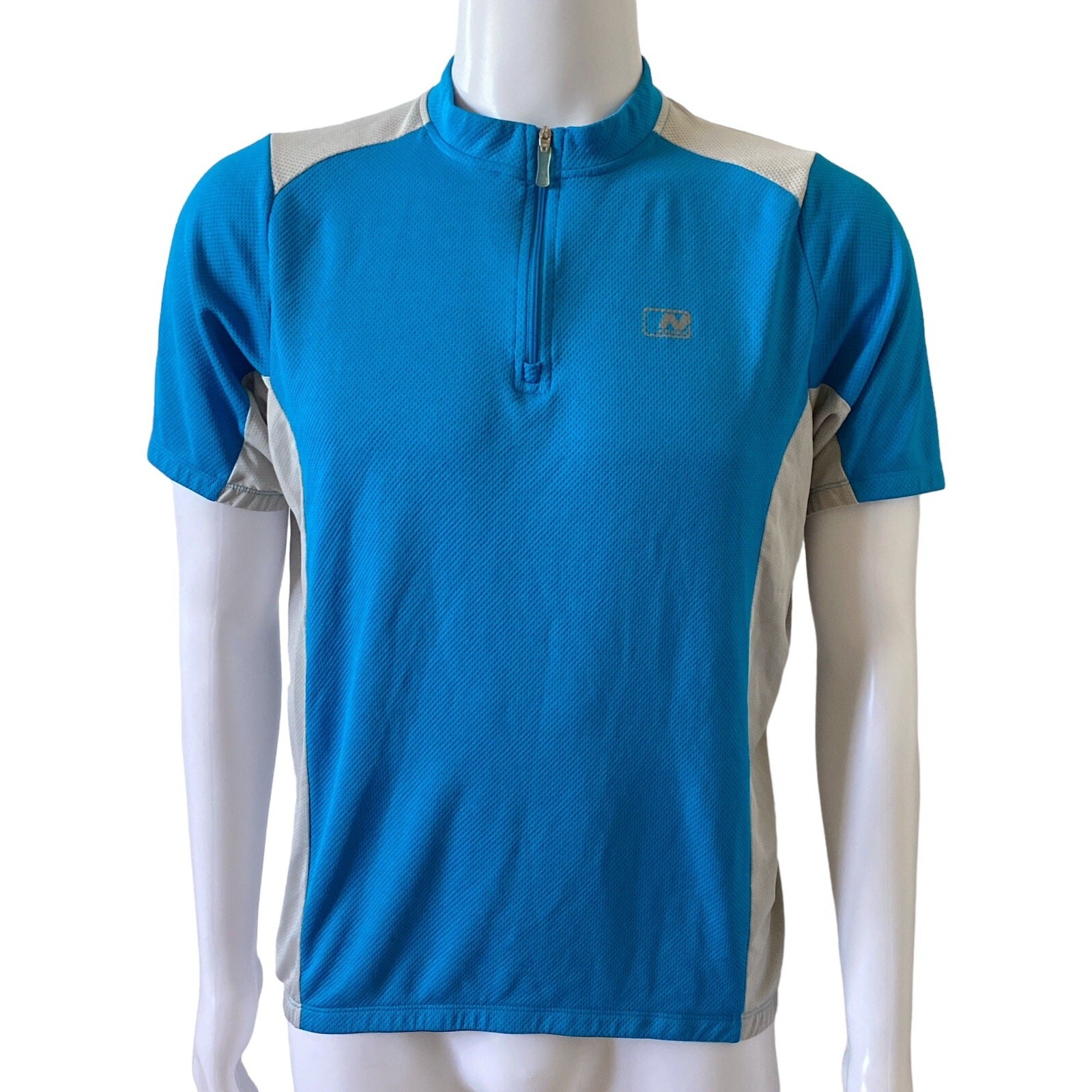 Nishiki Blue Cycling Jersey Mens Large Half Zip Short Sleeve Bike Shirt Pockets gallery