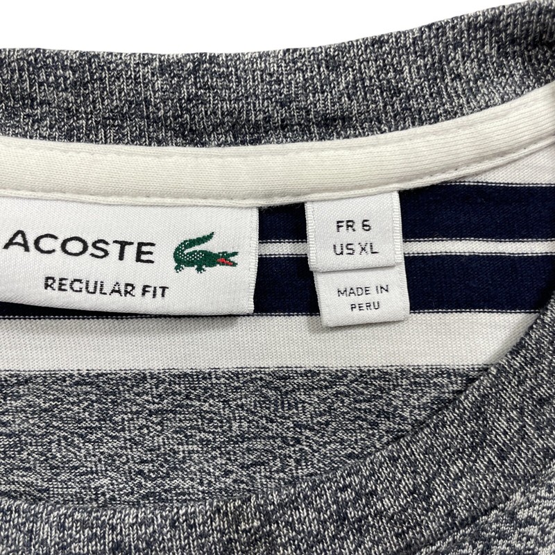 Lacoste XL Regular Fit Navy Grey Strip Jersey 100% Cotton gallery
