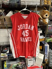 Vintage JORDAN Hawks. #45 REVERSIBLE 2 IN ONE RED & WHITE MEN’S TANK 30” X 23”