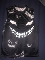 Men’s Venom Graphic Print Tank Top L Black/White Polyester Stretch Crew Neck
