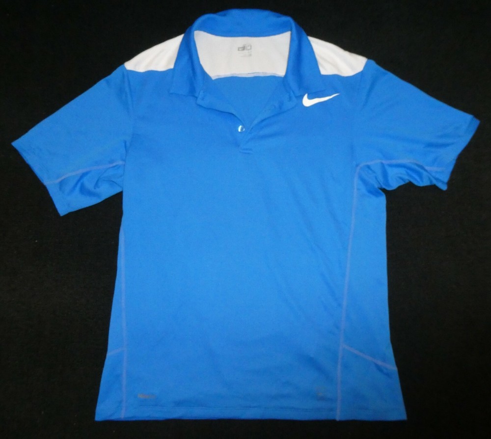 Nike FitDry men's royal blue/white stretch short-sleeved shirt Sz L