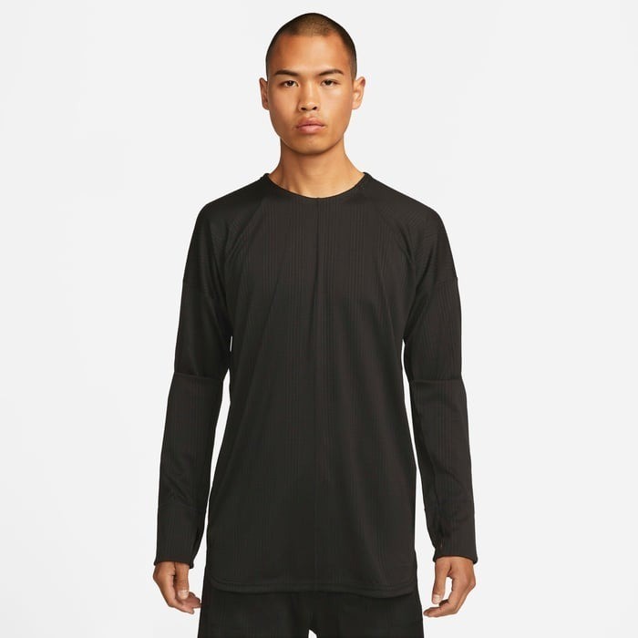MEN'S Nike Yoga Dri-FIT Long Sleeve Crew Top Shirt Athletic Black FB7775-010 gallery