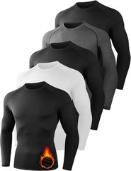 5 Pack Thermal Compression Shirts for Men Long Sleeve Running Gear Undershirt…