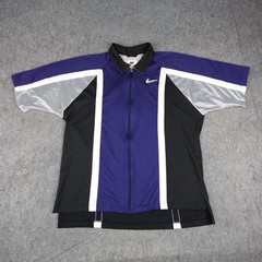 Vintage Nike Shirt Mens XL Navy Black Full Zip Jacket Swoosh Warmup Shooting 90s