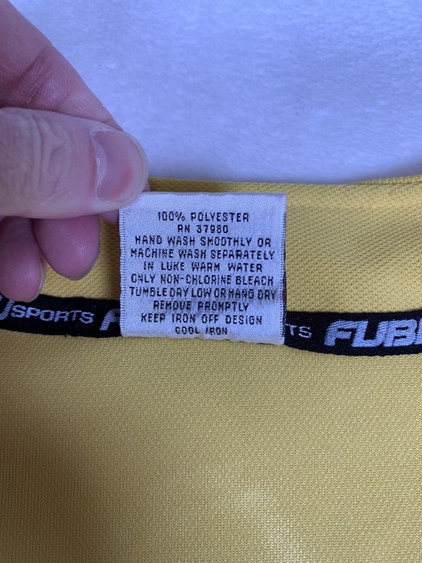Vintage FUBU Baseball Jersey Shirt Mens 2XL Yellow 05 Mesh Button Front Y2K gallery