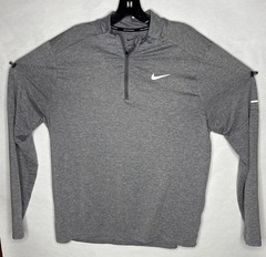 NIKE Stride 1/4 Zip Gray Running Pullover Athletic Shirt Size Large
