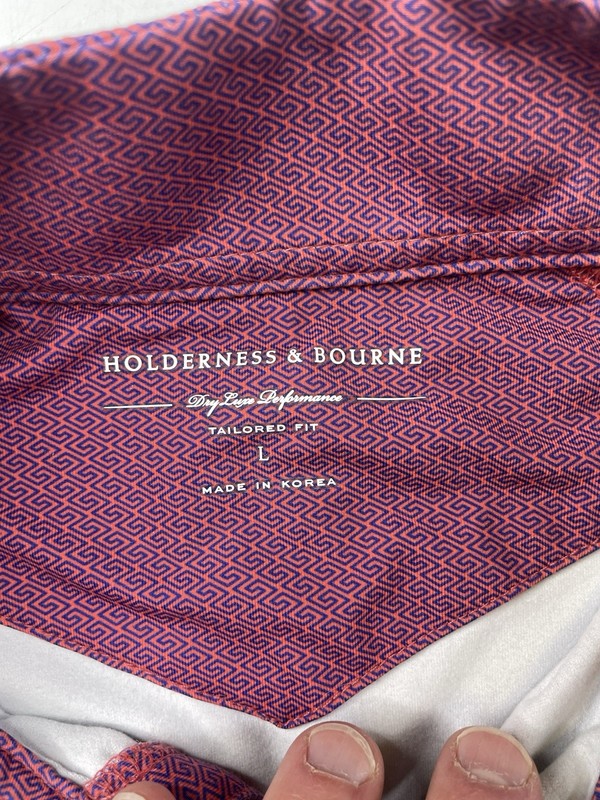 Holderness & Bourne Pullover Mens Large Amaretto Cobalt Barlow Quarter Zip Golf gallery