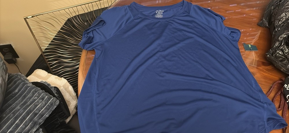 Tek Gear Lightweight Polyester Crew Neck T-Shirt XL Blue Short Sleeve Gym