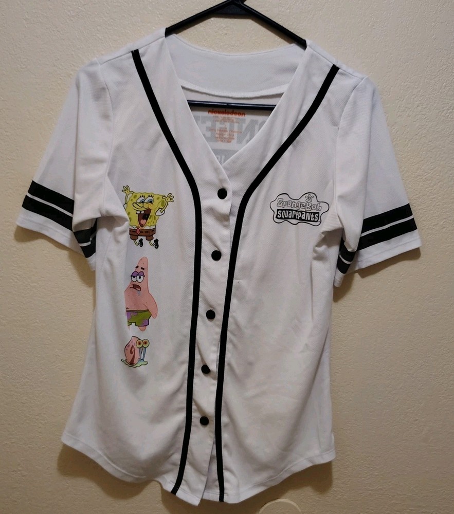 2020 White And Black Nickelodeon SpongeBob SquarePants Baseball Jersey Sz L