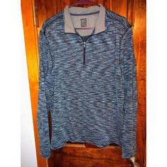 Laviva Sports Quarter Zip Pullover Sweater Blue Black Melange Men’s Large